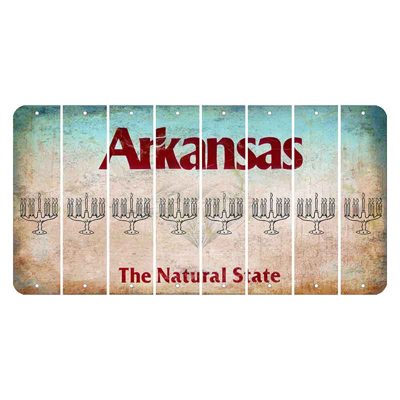 Arkansas Diamond Cut License Plate Strips (Set of 8) Menorah