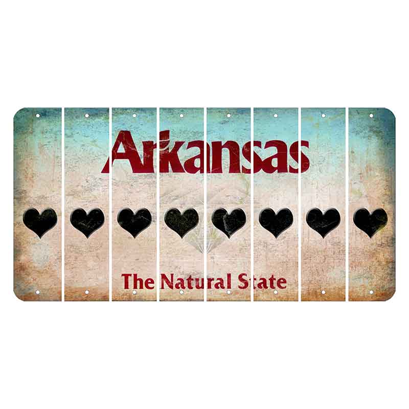 Arkansas Diamond Cut License Plate Strips (Set of 8) Heart