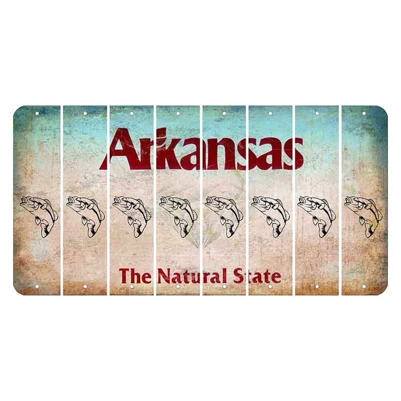 Arkansas Diamond Cut License Plate Strips (Set of 8) Fish