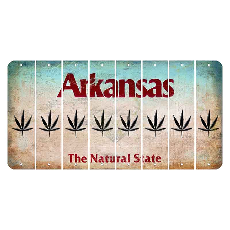 Arkansas Diamond Cut License Plate Strips (Set of 8) Pot Leaf