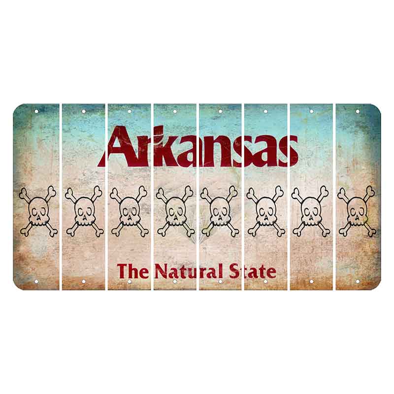 Arkansas Diamond Cut License Plate Strips (Set of 8) Skull & Bones