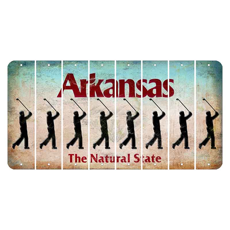 Arkansas Diamond Cut License Plate Strips (Set of 8) Male Golfer