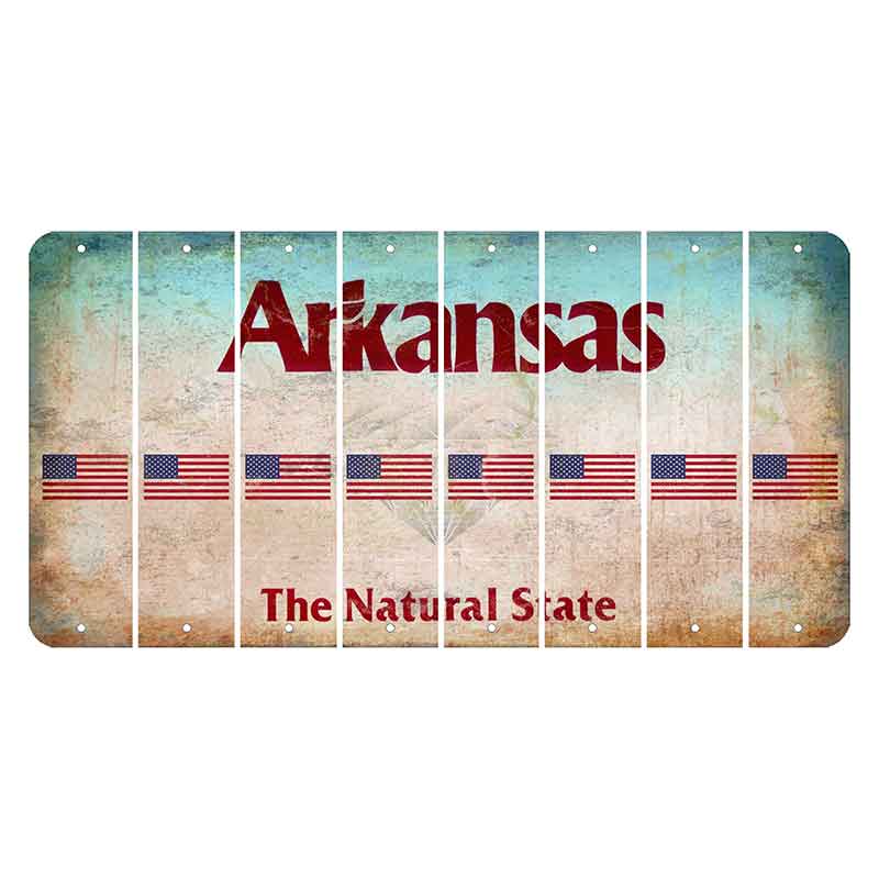 Arkansas Diamond Cut License Plate Strips (Set of 8) American Flag