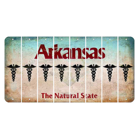 Arkansas Diamond Cut License Plate Strips (Set of 8) Caduceus