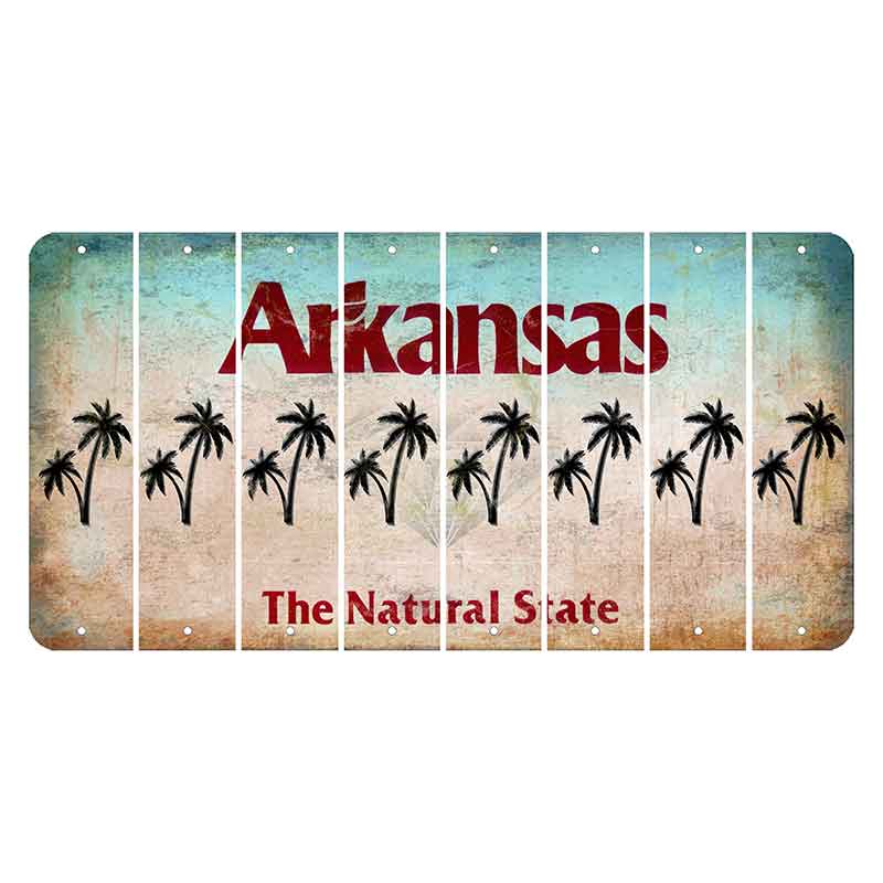 Arkansas Diamond Cut License Plate Strips (Set of 8) Palm Trees
