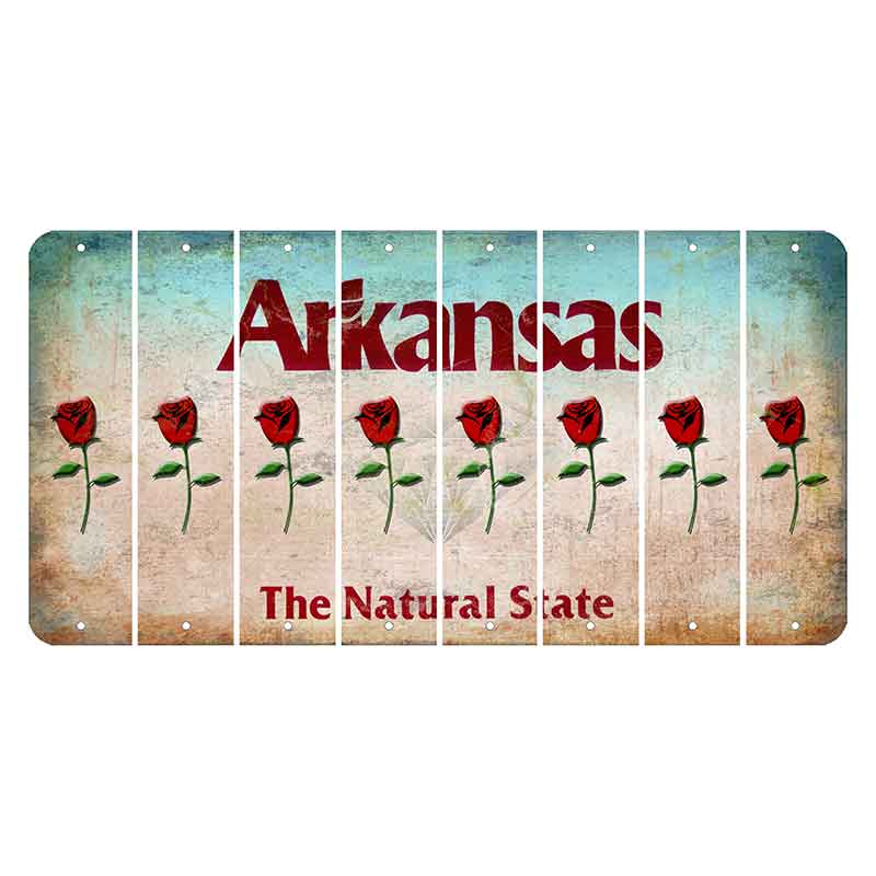 Arkansas Diamond Cut License Plate Strips (Set of 8) Red Rose