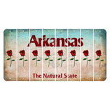 Arkansas Diamond Cut License Plate Strips (Set of 8) Red Rose