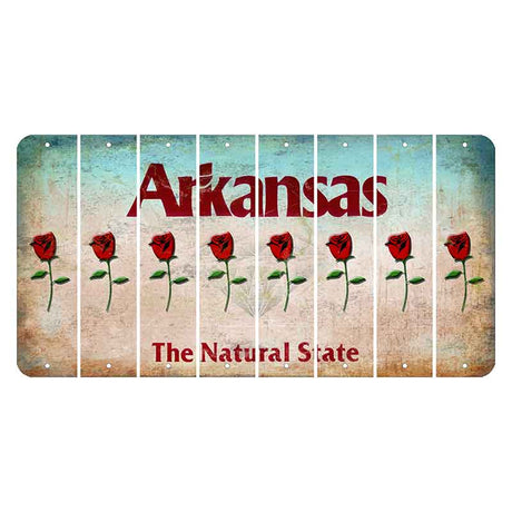 Arkansas Diamond Cut License Plate Strips (Set of 8) Red Rose