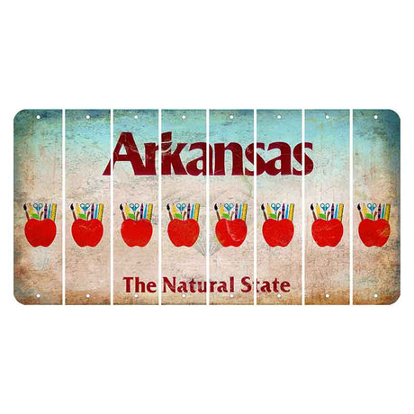 Arkansas Diamond Cut License Plate Strips (Set of 8) Teacher Apple
