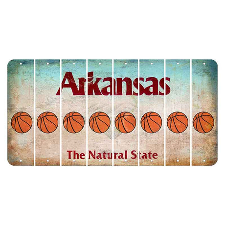 Arkansas Diamond Cut License Plate Strips (Set of 8) Basketball