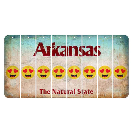 Arkansas Diamond Cut License Plate Strips (Set of 8) Emoji - Heart Eyes