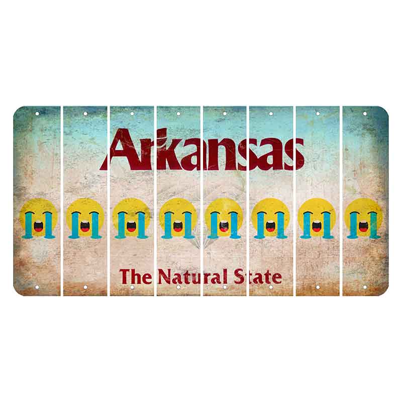Arkansas Diamond Cut License Plate Strips (Set of 8) Emoji - Crying