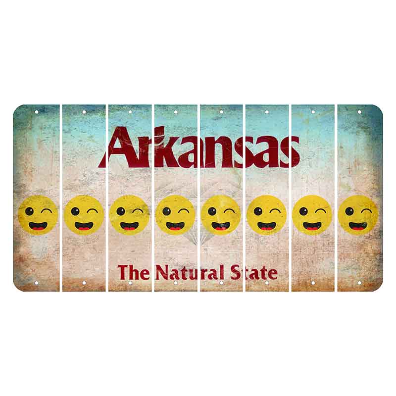 Arkansas Diamond Cut License Plate Strips (Set of 8) Emoji - Winking