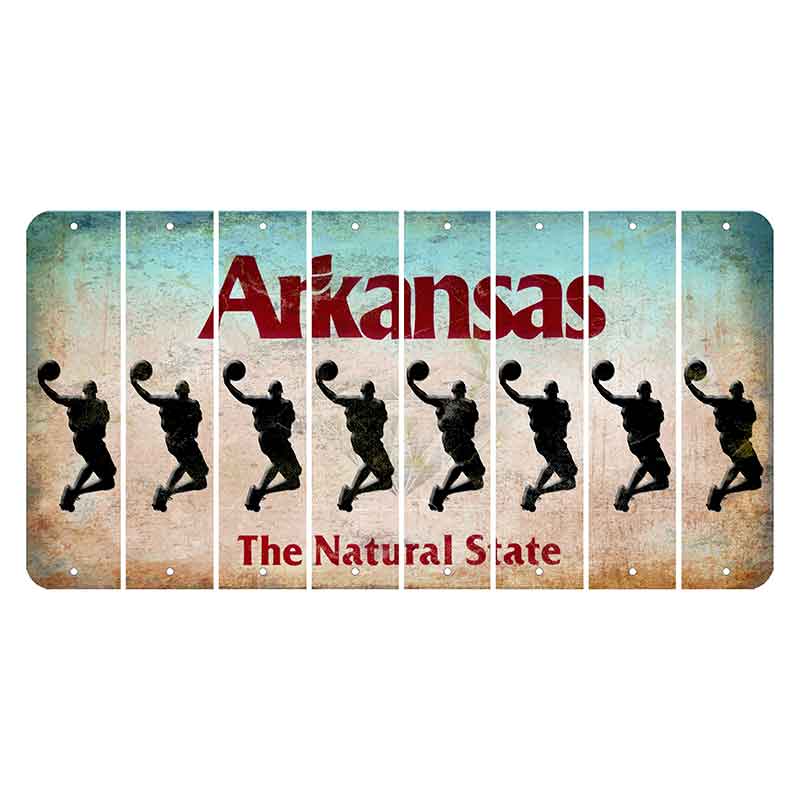 Arkansas Diamond Cut License Plate Strips (Set of 8) Basketball Player