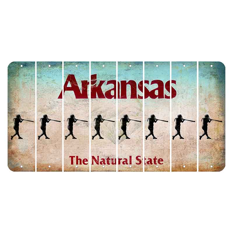 Arkansas Diamond Cut License Plate Strips (Set of 8) Softball Batter