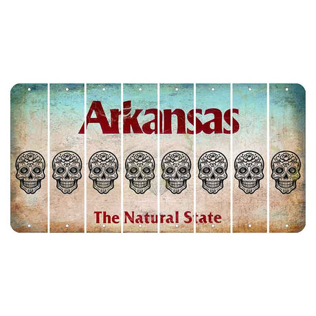 Arkansas Diamond Cut License Plate Strips (Set of 8) Sugar Skull