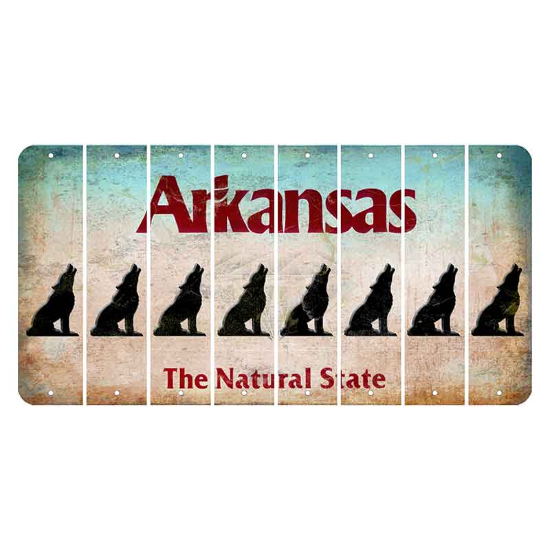 Arkansas Diamond Cut License Plate Strips (Set of 8) Howling Wolf
