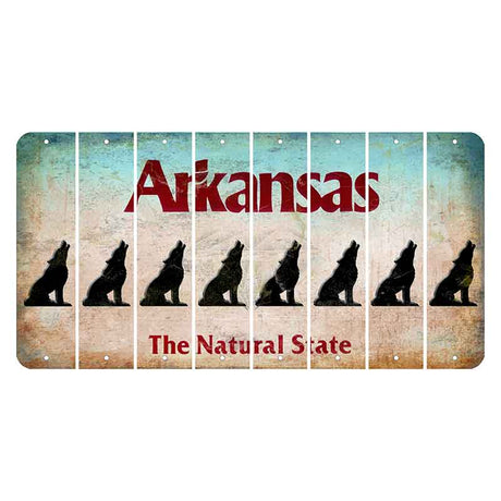 Arkansas Diamond Cut License Plate Strips (Set of 8) Howling Wolf