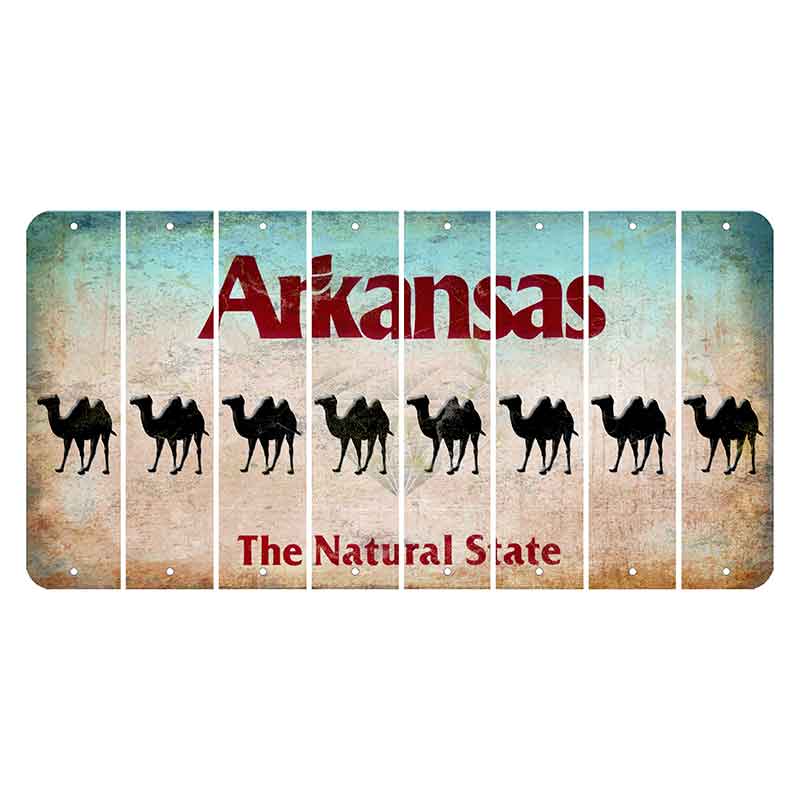 Arkansas Diamond Cut License Plate Strips (Set of 8) Camel