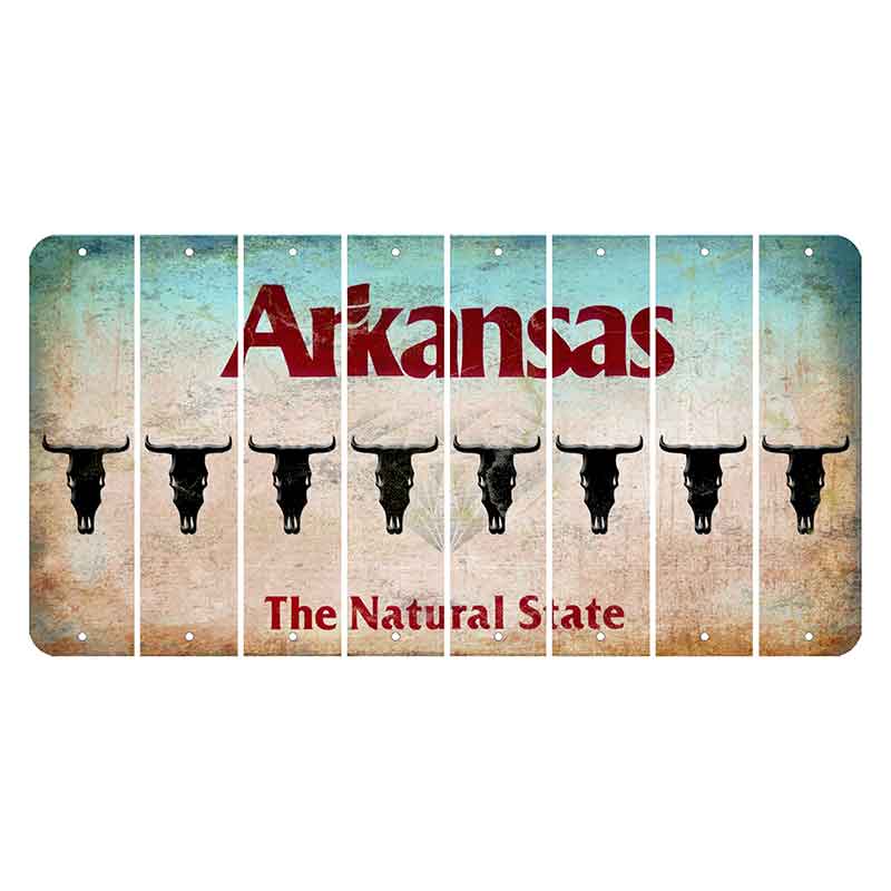 Arkansas Diamond Cut License Plate Strips (Set of 8) Cow Skull