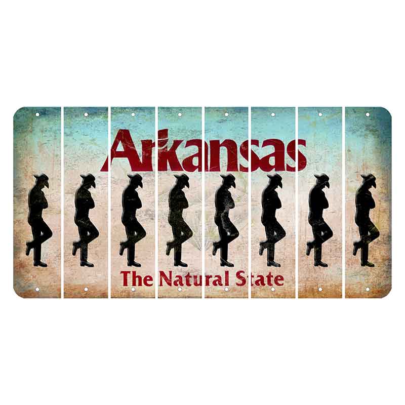 Arkansas Diamond Cut License Plate Strips (Set of 8) Cowboy - Leaning