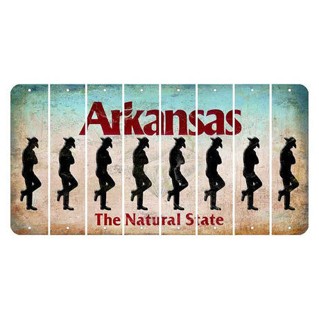 Arkansas Diamond Cut License Plate Strips (Set of 8) Cowboy - Leaning