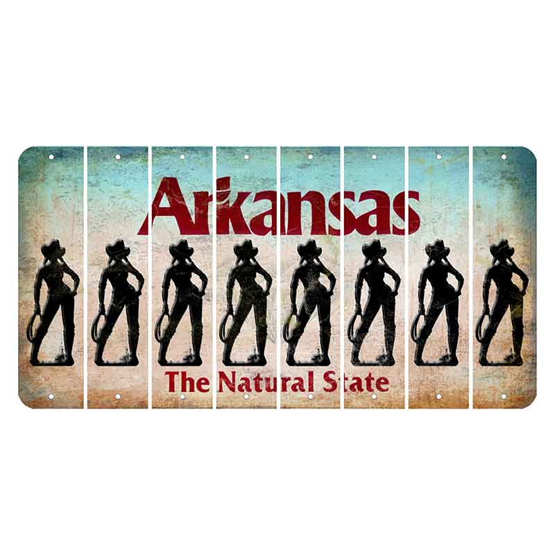Arkansas Diamond Cut License Plate Strips (Set of 8) Cowgirl
