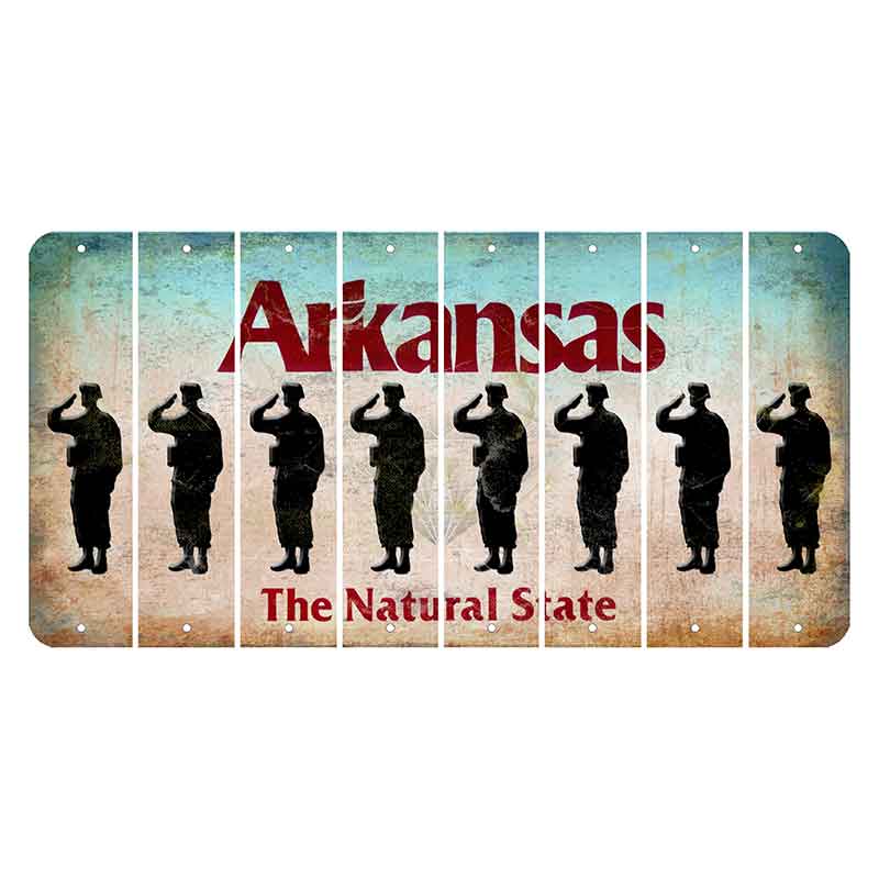 Arkansas Diamond Cut License Plate Strips (Set of 8) Soldier - Saluting