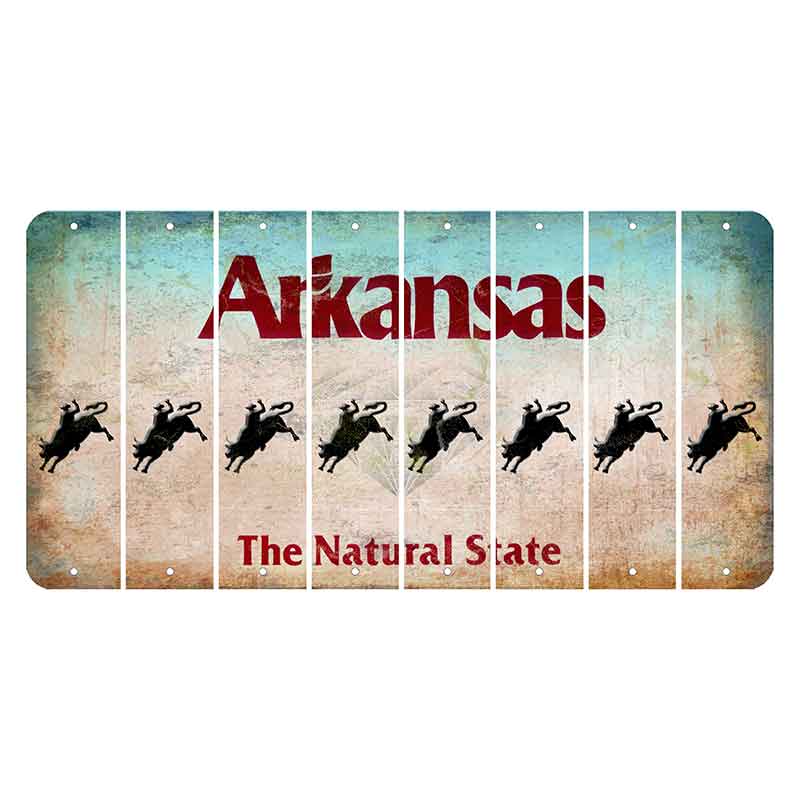 Arkansas Diamond Cut License Plate Strips (Set of 8) Bull Rider