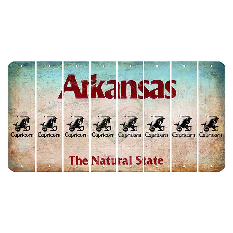 Arkansas Diamond Cut License Plate Strips (Set of 8) Zodiac Sign - Capricorn
