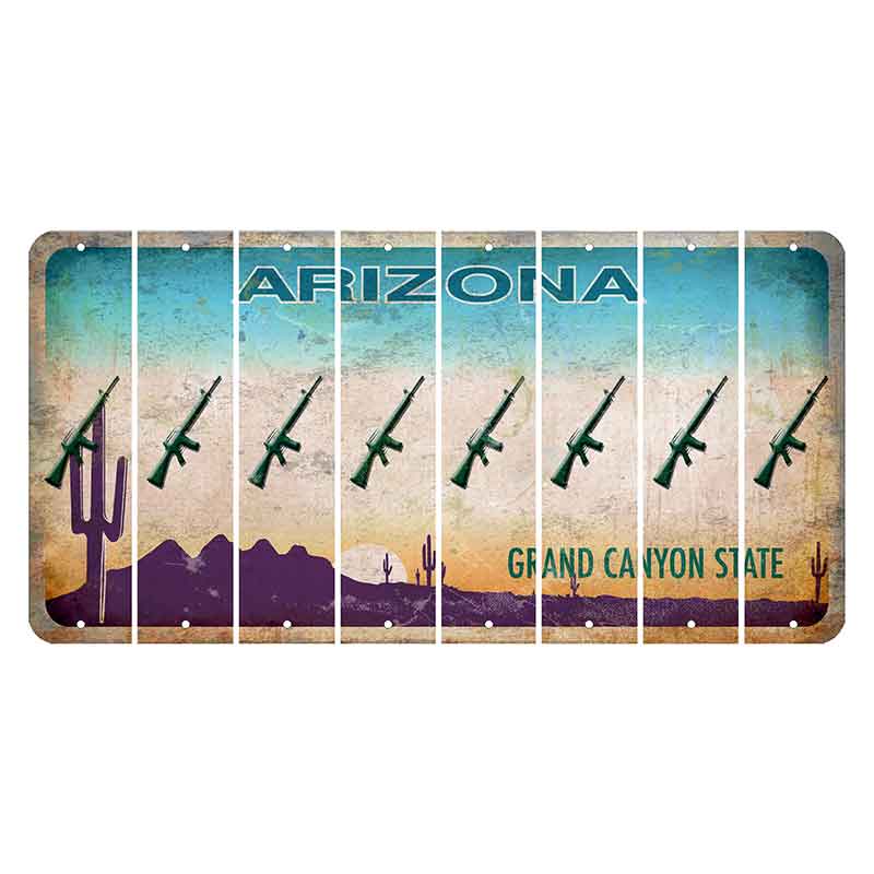Arizona Desert Scene Cut License Plate Strips (Set of 8) Rifle