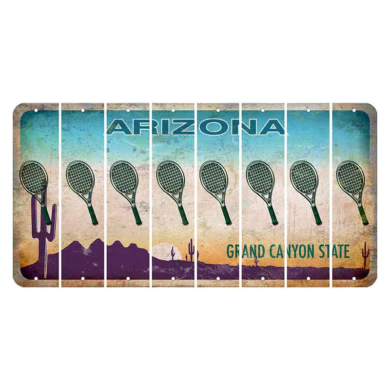 Arizona Desert Scene Cut License Plate Strips (Set of 8) Tennis Racket