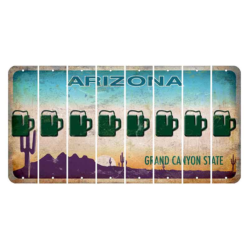 Arizona Desert Scene Cut License Plate Strips (Set of 8) Beer Mug