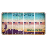 Arizona Desert Scene Cut License Plate Strips (Set of 8) American Flag