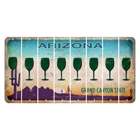 Arizona Desert Scene Cut License Plate Strips (Set of 8) Wine Glass