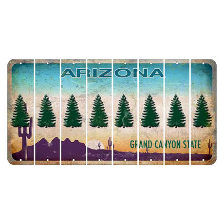 Arizona Desert Scene Cut License Plate Strips (Set of 8) Pine Tree