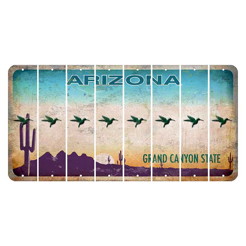 Arizona Desert Scene Cut License Plate Strips (Set of 8) Hummingbird