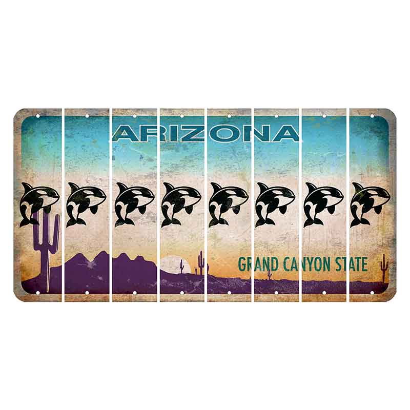 Arizona Desert Scene Cut License Plate Strips (Set of 8) Whale