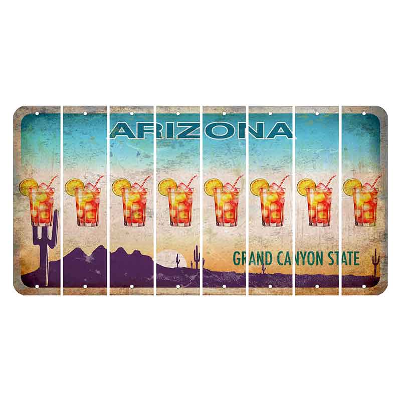 Arizona Desert Scene Cut License Plate Strips (Set of 8) Cocktail