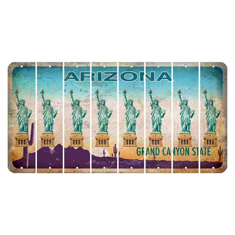 Arizona Desert Scene Cut License Plate Strips (Set of 8) Statue of Liberty