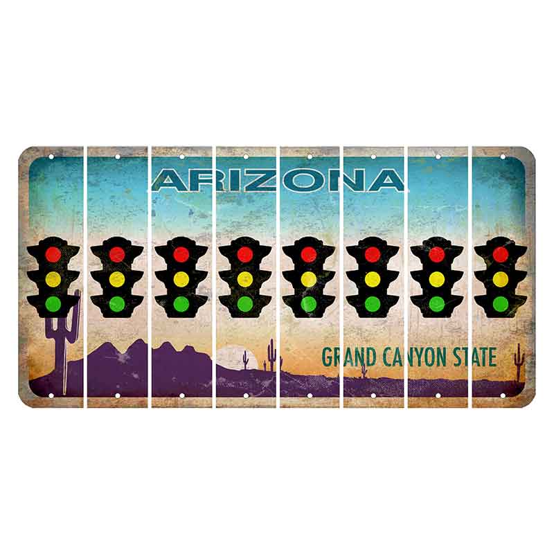 Arizona Desert Scene Cut License Plate Strips (Set of 8) Traffic Light