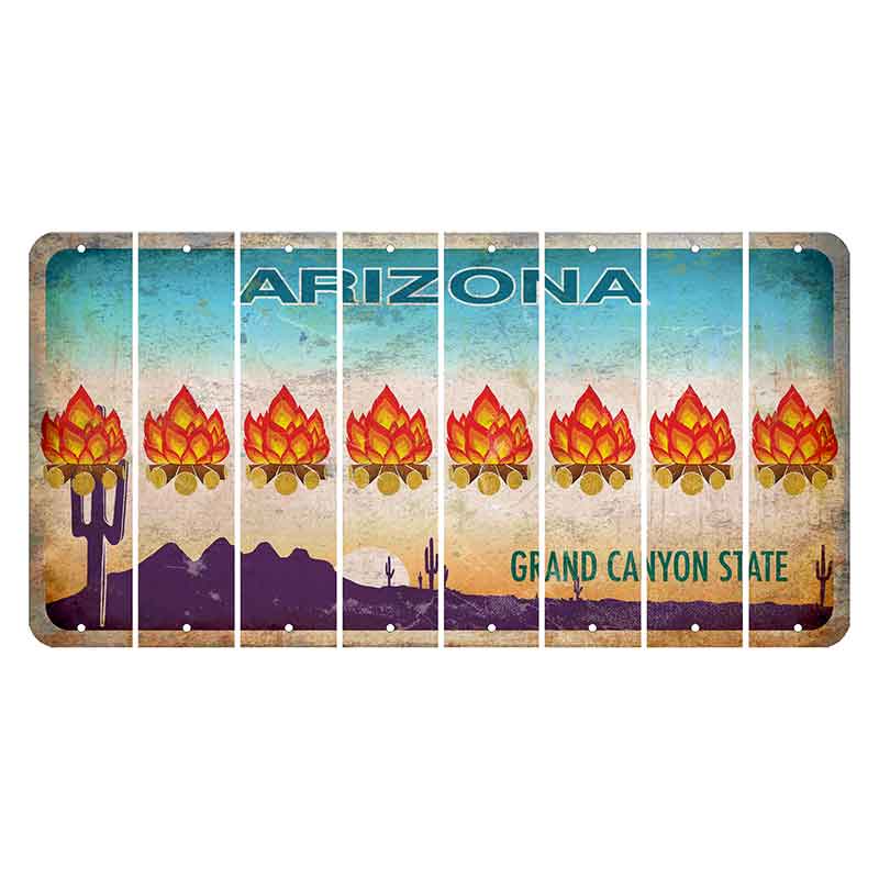 Arizona Desert Scene Cut License Plate Strips (Set of 8) Campfire