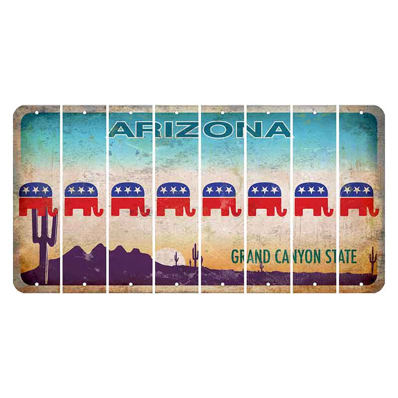 Arizona Desert Scene Cut License Plate Strips (Set of 8) Republican