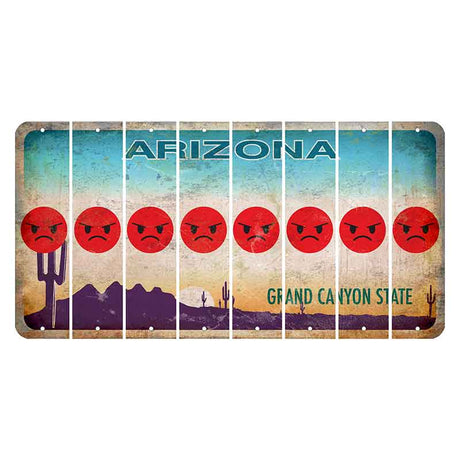Arizona Desert Scene Cut License Plate Strips (Set of 8) Emoji - Angry