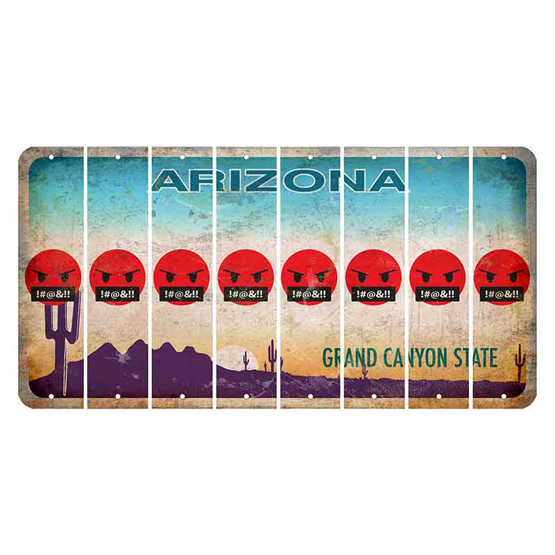 Arizona Desert Scene Cut License Plate Strips (Set of 8) Emoji - Pissed