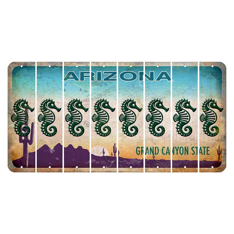Arizona Desert Scene Cut License Plate Strips (Set of 8) Seahorse