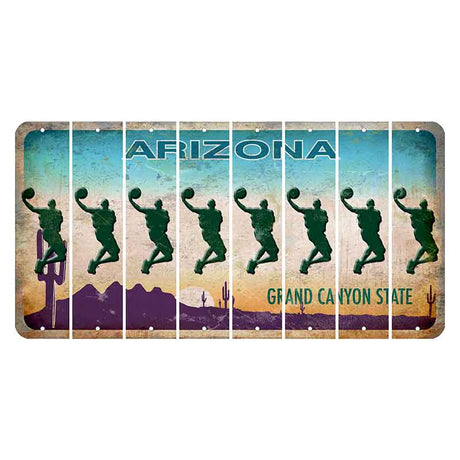 Arizona Desert Scene Cut License Plate Strips (Set of 8) Basketball Player
