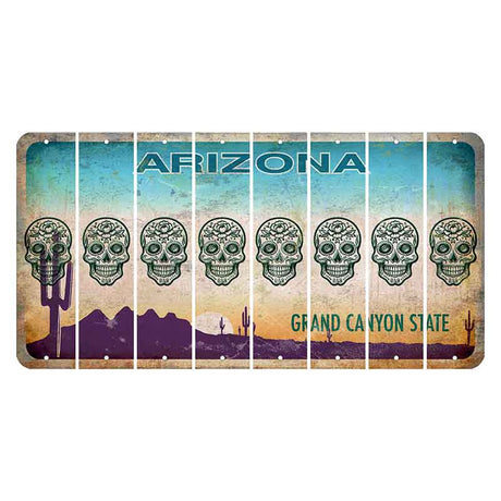 Arizona Desert Scene Cut License Plate Strips (Set of 8) Sugar Skull
