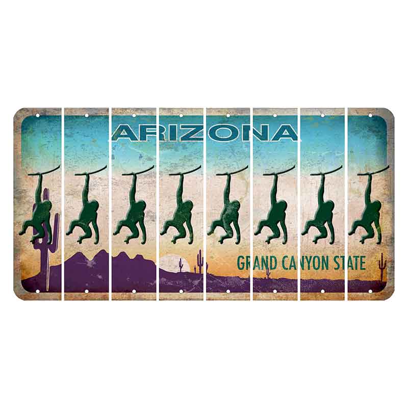 Arizona Desert Scene Cut License Plate Strips (Set of 8) Monkey