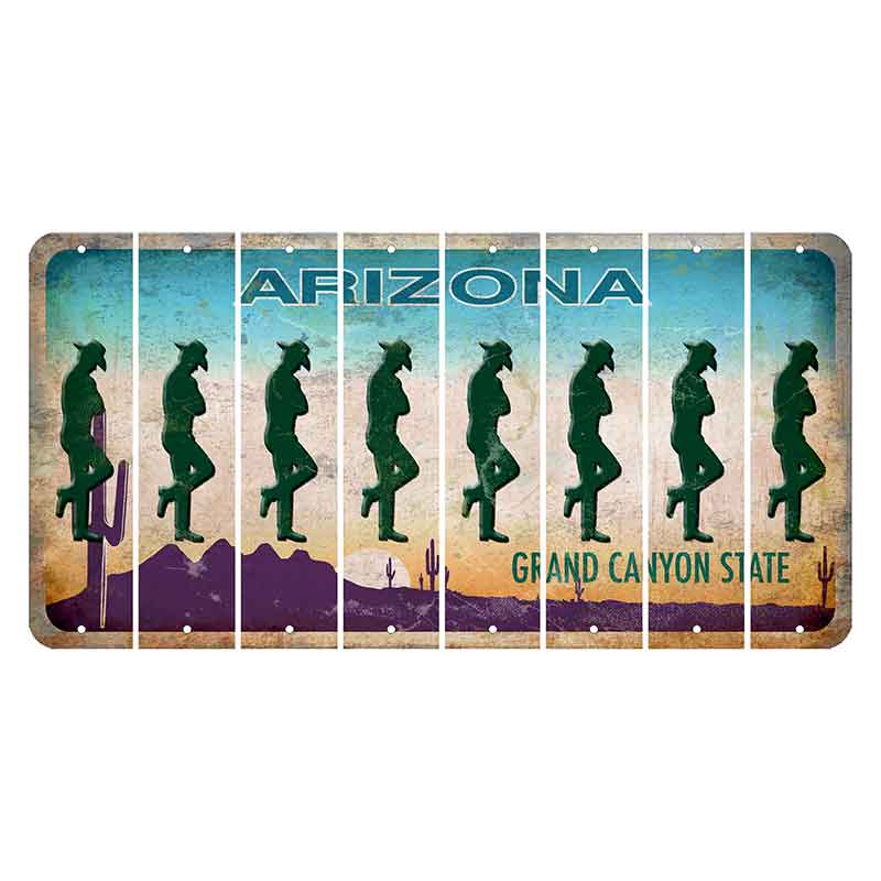 Arizona Desert Scene Cut License Plate Strips (Set of 8) Cowboy - Leaning